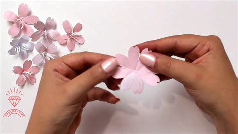 How to make paper cherry blossom flower. Sakura flower, papercraft tutorial. - YouTube