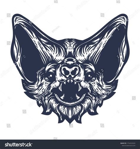 Bat Face Artwork Tattoo Sketch Stock Vector (Royalty Free) 1754529320 ...