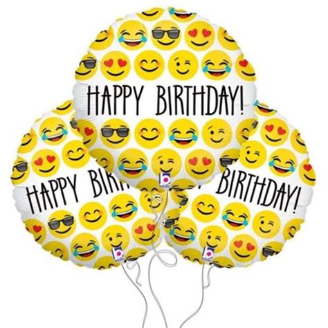 3Pcs 18inch Happy Birthday Expression Balloon Emoji Foil Ballon For ...