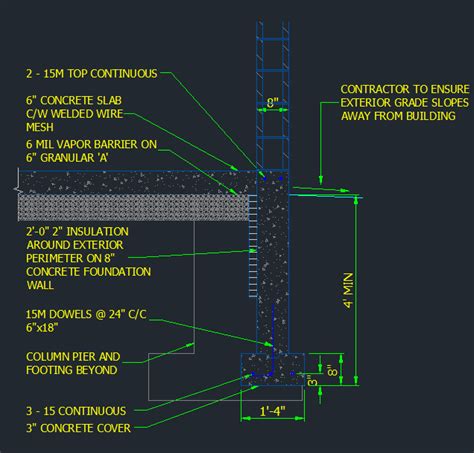 Concrete Foundation - CMU wall on deep footing w insulation