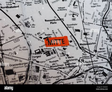 BERLIN, GERMANY - CIRCA DECEMBER 2018: Map of Berlin city centre (Mitte ...