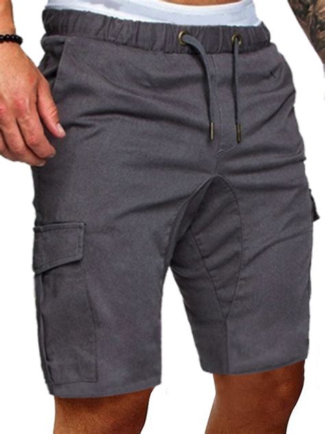 Avamo Mens Shorts Casual Drawstring Zipper Pockets Elastic Waist Cargo ...