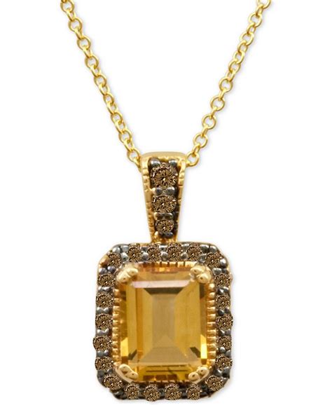 Le Vian Chocolatier® Cinnamon Citrine® (1-1/3 ct. t.w.) and Diamond Pendant Necklace (1/4 ct. t ...