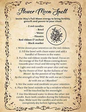 Full Flower Moon: Spell & Ritual (May) | Recipe | Moon spells, Moon meaning, New moon rituals