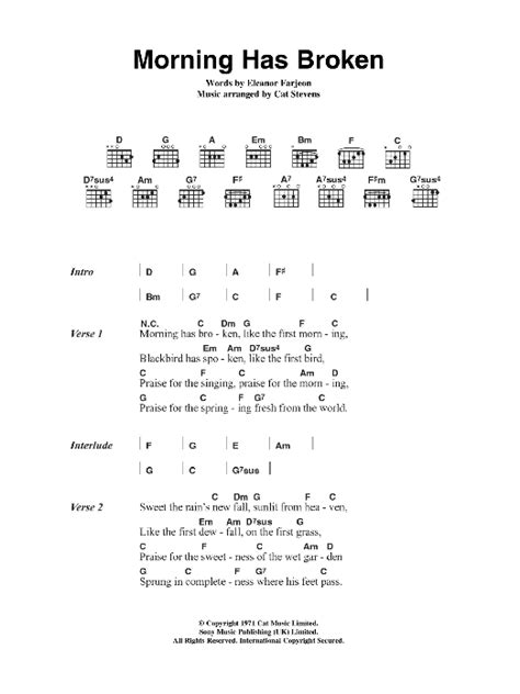 Morning Has Broken by Cat Stevens - Guitar Chords/Lyrics - Guitar ...