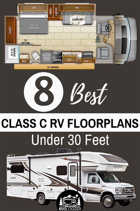 8 Best Class C RV Floorplans Under 30 Feet | Rv floor plans, Class c rv, Motorhome interior