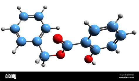 3D image of Benzyl salicylate skeletal formula - molecular chemical ...