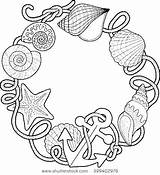 Shells Beach Coloring Sea Seashell Seashells Sketch Page sketch template