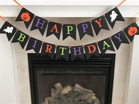 Spooky Birthday Banner Halloween Birthday Banner Happy - Etsy