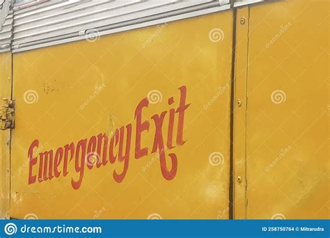 Emergency Exit, Written in Red on a Bus, To Indicate the Emergency Exit Door. Kolkata, West ...