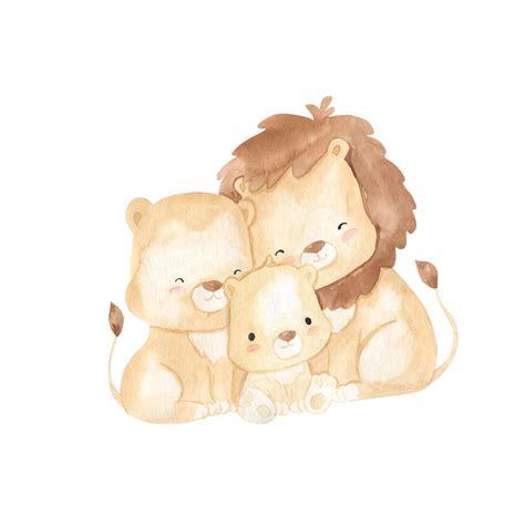 Premium Vector | Lion family watercolor illustration for kids