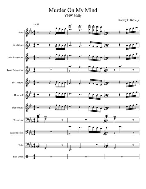 Murder On My Mind Sheet music for Trombone, Flute, Tuba, Bass Drum & more instruments (Mixed ...