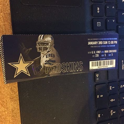 2016 DALLAS COWBOYS VS WASHINGTON REDSKINS TICKET STUB NFL 1/3 | eBay