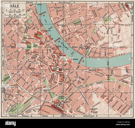 BASEL BASEL. Vintage town city map plan. Switzerland, 1930 Stock Photo ...