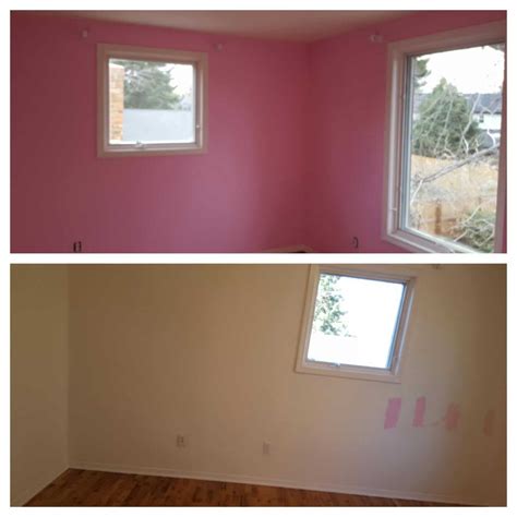 Pink and White Interior Wall Painting Before & After - Paint Denver Painting Company