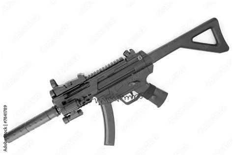 submachine gun with a silencer Stock Photo | Adobe Stock