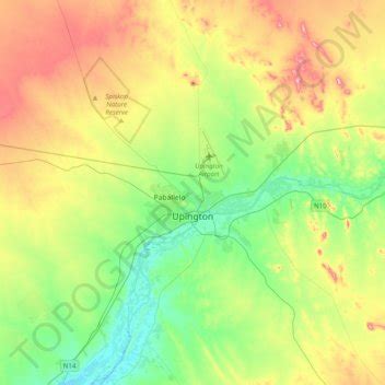 Upington topographic map, elevation, terrain