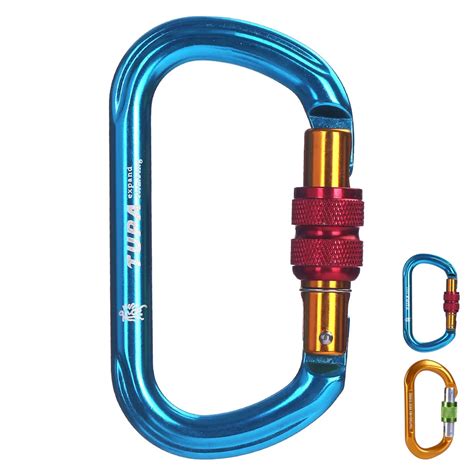 Outdoor 25KN O Shape Aluminum Screw Carabiners Rock Climbing Threaded ...