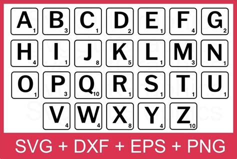 Scrabble SVG Font Alphabet Cutting Files, Sublimation Design