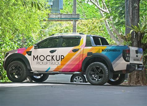 Free Vehicle Branding Pickup Truck Mockup PSD - Good Mockups