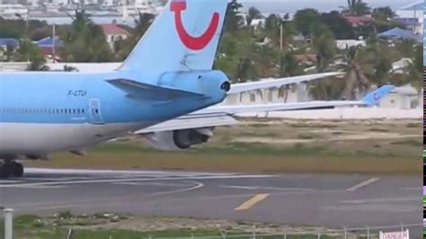 planes take off at maho beach st maarten airport beach - YouTube