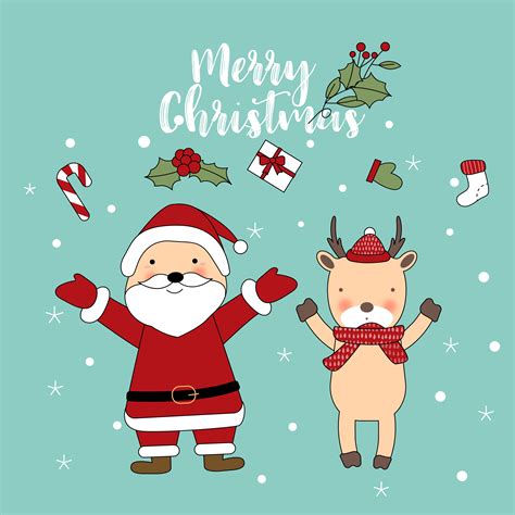 Merry Christmas Cute Greeting Card 667374 Vector Art at Vecteezy