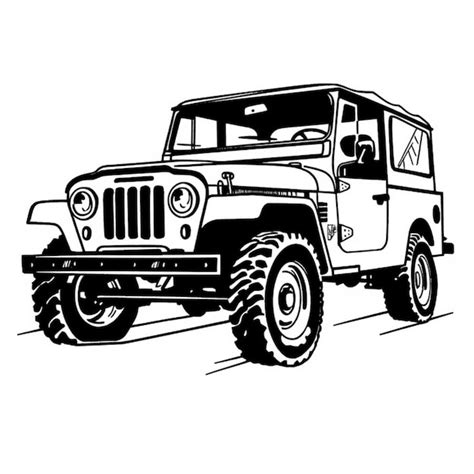 Premium Photo | A black and white drawing of a jeep with the word jeep on it.