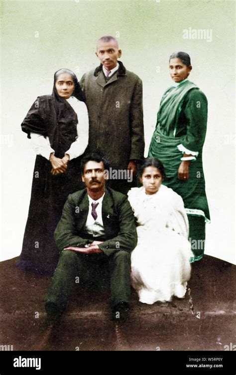 Kasturba Gandhi and Mahatma Gandhi with Dr Hermann Kallenbach and women ...