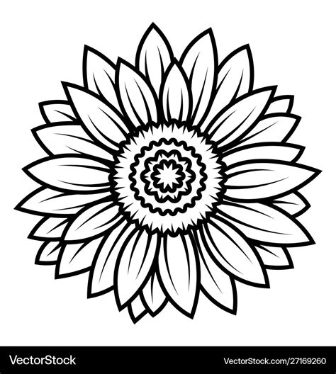 Sunflower Clip Art Black And White Vector