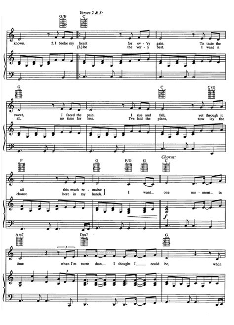 ONE MOMENT IN TIME Piano Sheet music | Easy Sheet Music