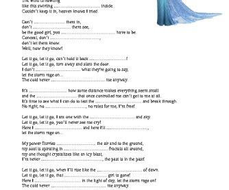 Song Worksheet: Let It Go by Idina Menzel ("Frozen" Movie)