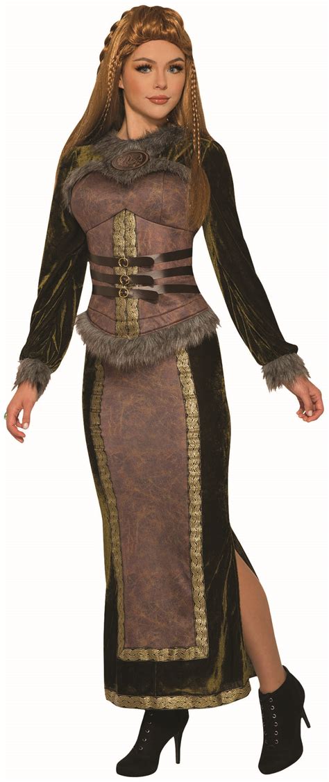 Womens Viking Valkyrie Goddess Renaissance Dress Faux Fur Halloween Costume 721773828805 | eBay