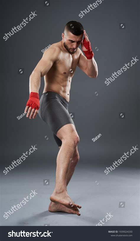 Mma Fighter Throwing Leg Kick Studio Stock Photo 1939024330 | Shutterstock