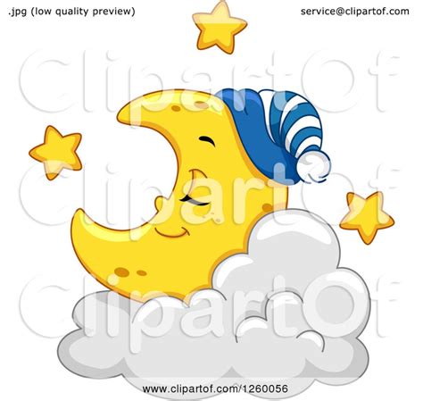 Cute Crescent Moon Sleeping on a Cloud ... | Free vector illustration, Cartoon butterfly, Moon ...