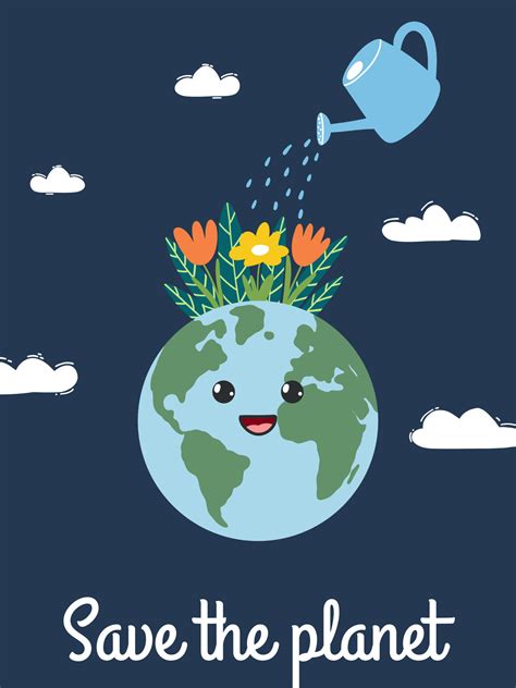 Concept of go green, Earth Day, Save the planet. Vector illustration of Earth with flowers and ...