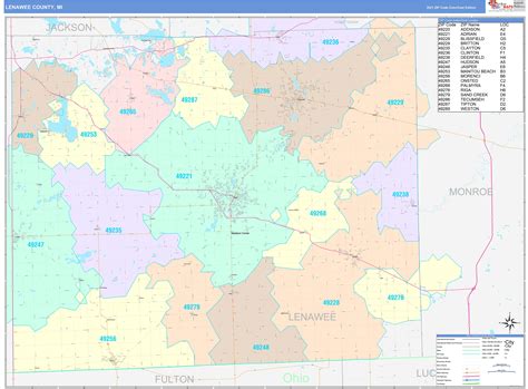 Lenawee County, MI Wall Map Color Cast Style by MarketMAPS