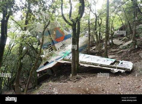 Cantallops, Spain - October 2022; wreckage of Douglas DC-6B plane which ...