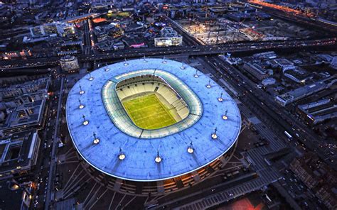 Download wallpapers Stade de France, night, PSG stadium, aerial view, FFF stadium, HDR, french ...