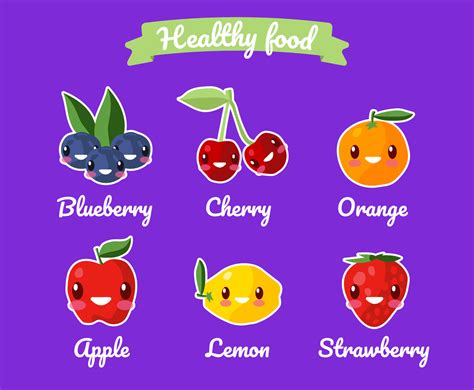 Healthy Food Funny Cartoon Set Vector Art & Graphics | freevector.com