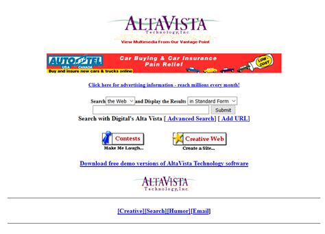 AltaVista in 1996 - Web Design Museum