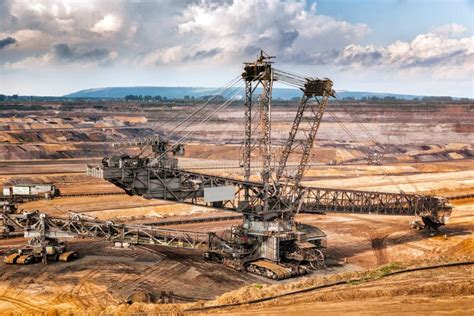 Mining Equipment in a Brown Coal Open Pit Mine Stock Image - Image of ...