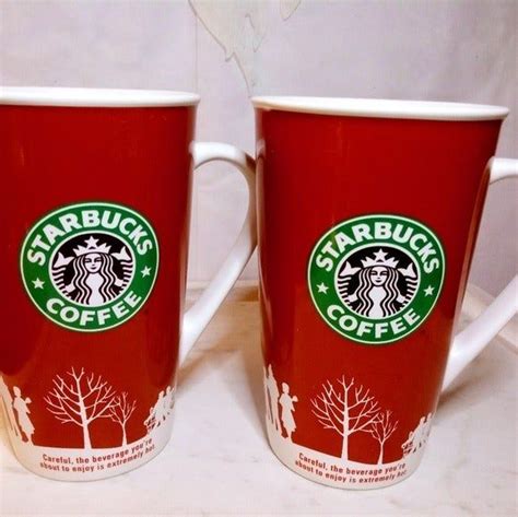 This is a set of 2 16oz starbucks holiday red ceramic mugs. No knicks or chips in great shape ...