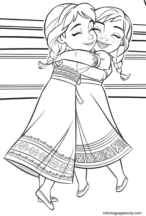 Baby Elsa and Anna Frozen Coloring Page - Free Printable Coloring Pages