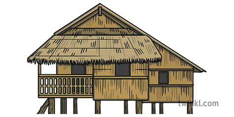 Philippine Traditional Bahay Kubo Hut House Illustration - Twinkl