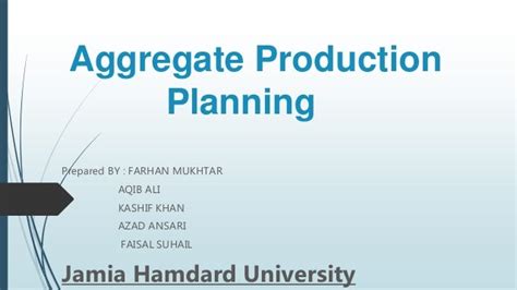 AGGREGATE PRODUCTION PLANNING