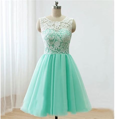 Mint Green Short Prom Dresses Real Photos A Line Scoop Zipper Back Vestido De Festa 2017 ...