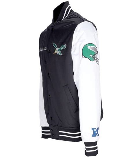 Varsity Full-Snap Satin Philadelphia Eagles Throwback 2 Tone Jacket ...