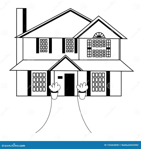 Bosquejo De La Arquitectura De La Casa Ejemplo Del Vector Del Dibujo De La Carta Blanca E Stock ...