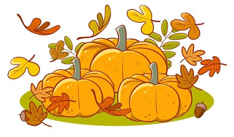 Illustration of Autumn Pumpkin and leaves.Vector card with pumpkins and ...