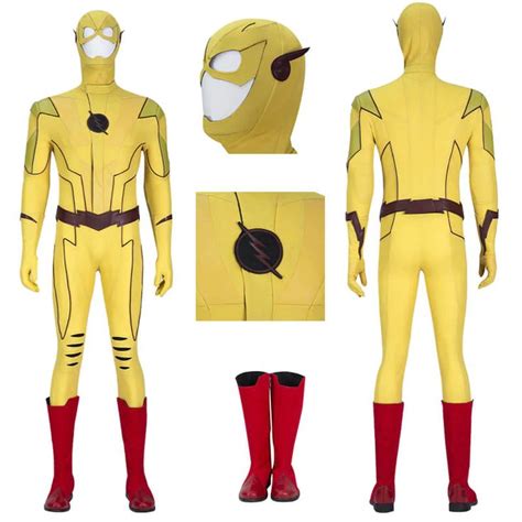 The Flash Season 8 Reverse Flash Costume Eobard Thawne Cosplay Yellow Jumpsuit Halloween Suit ...